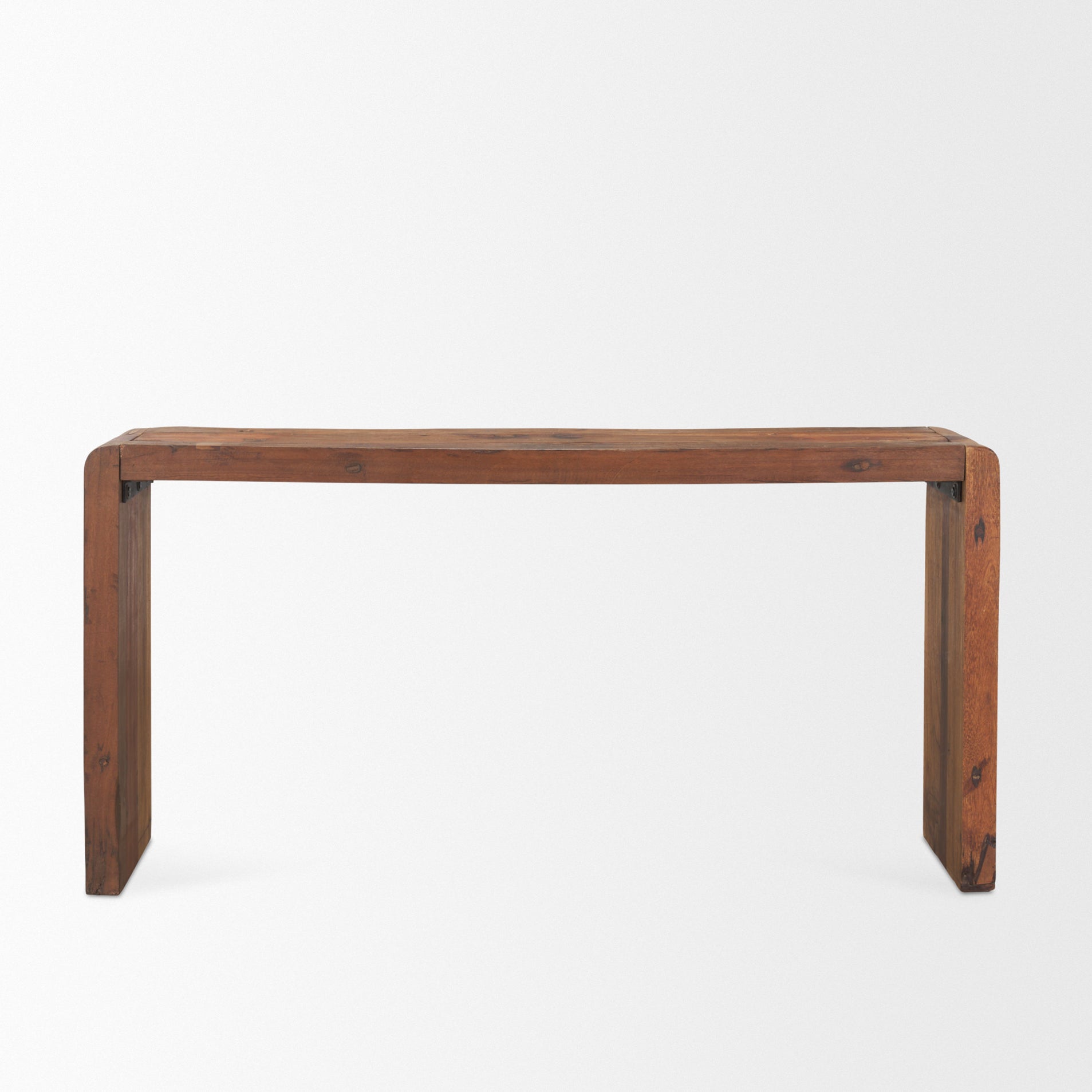 Estelle Rustic Brown Reclaimed Wood Console Table on a white background