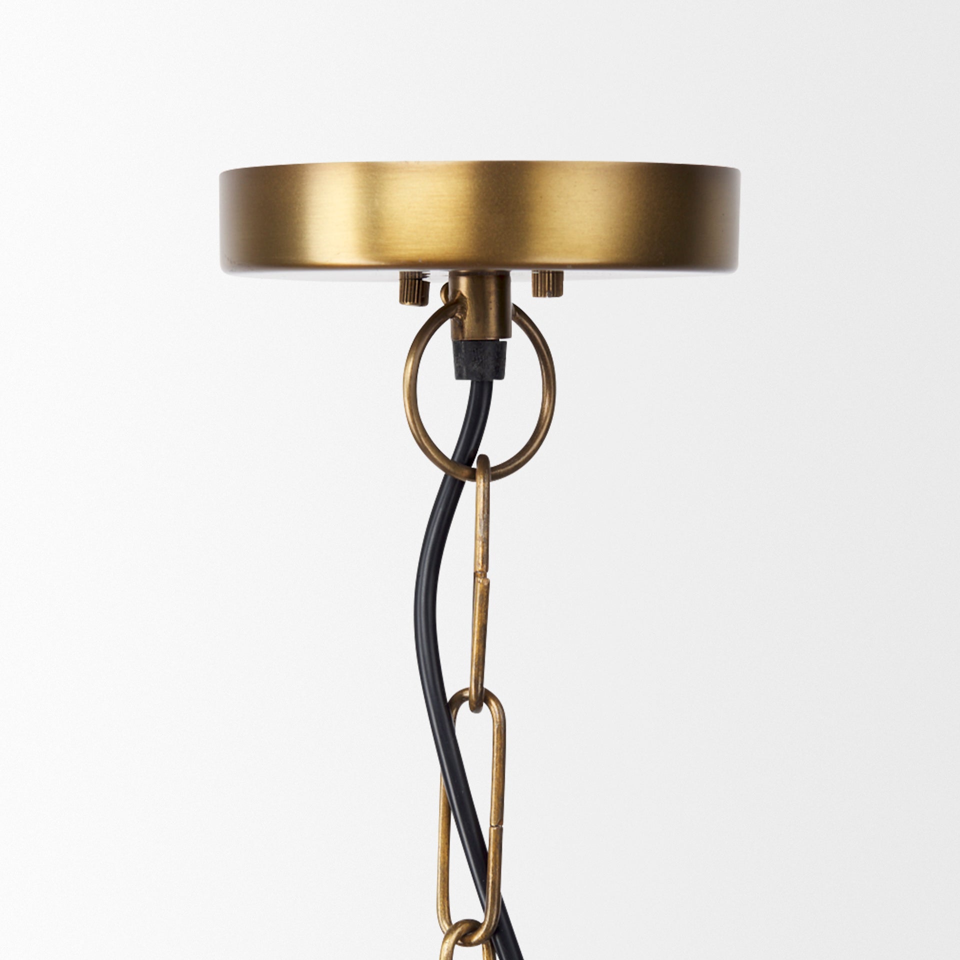 Close up of Fenton 18" Gold W/Gold Accents Pendant Light on a white background