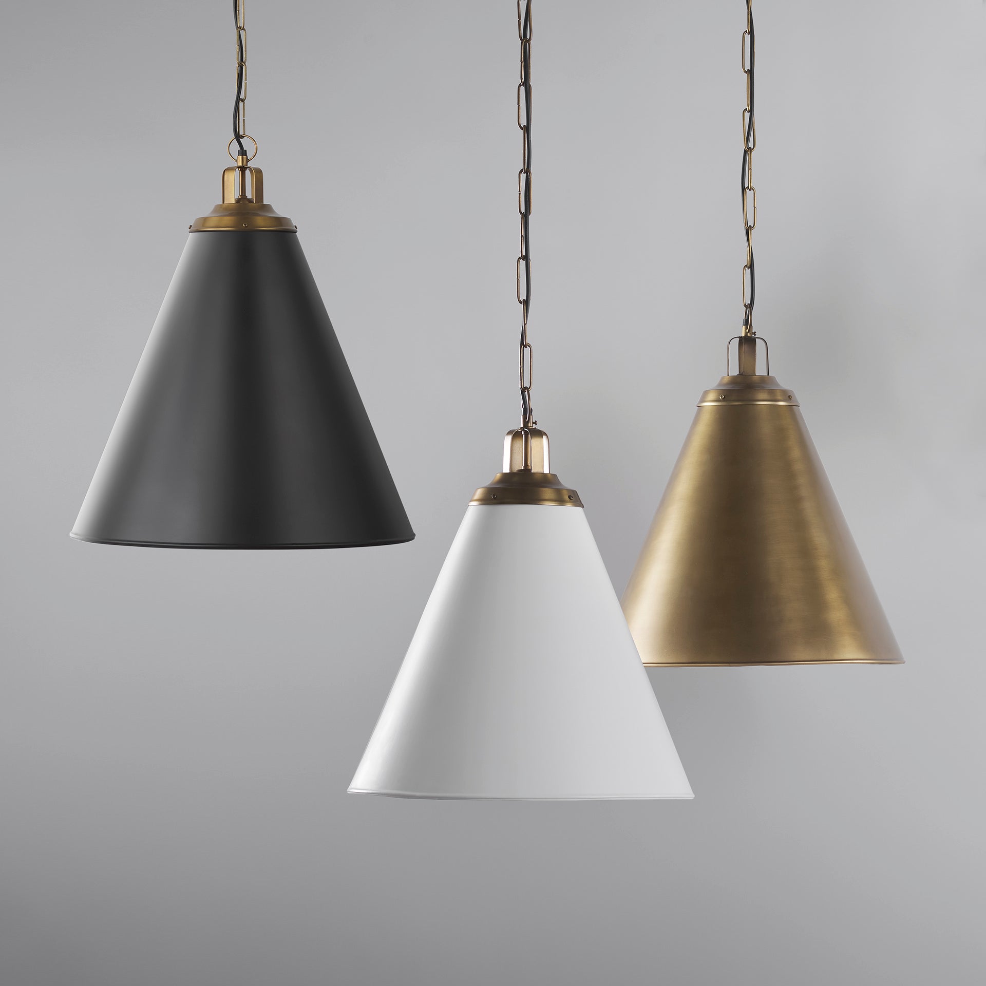 Group of Fenton  Pendant Lights on a grey background
