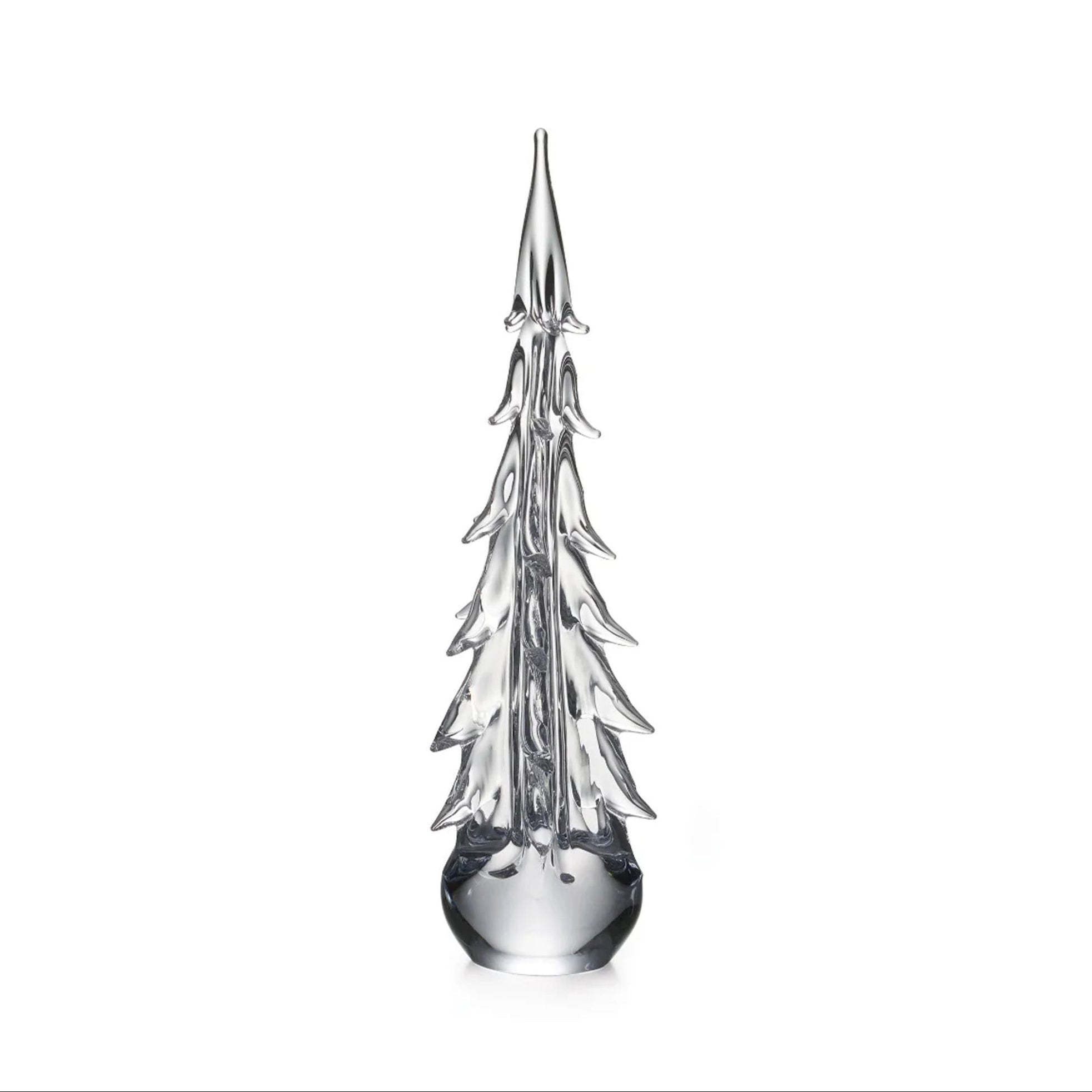 Five Sided Evergreen Glass Tree, 18" on a white background at Addison West
