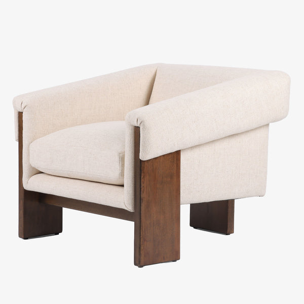 Four hands brand Cairo chair in thames cream on a white background