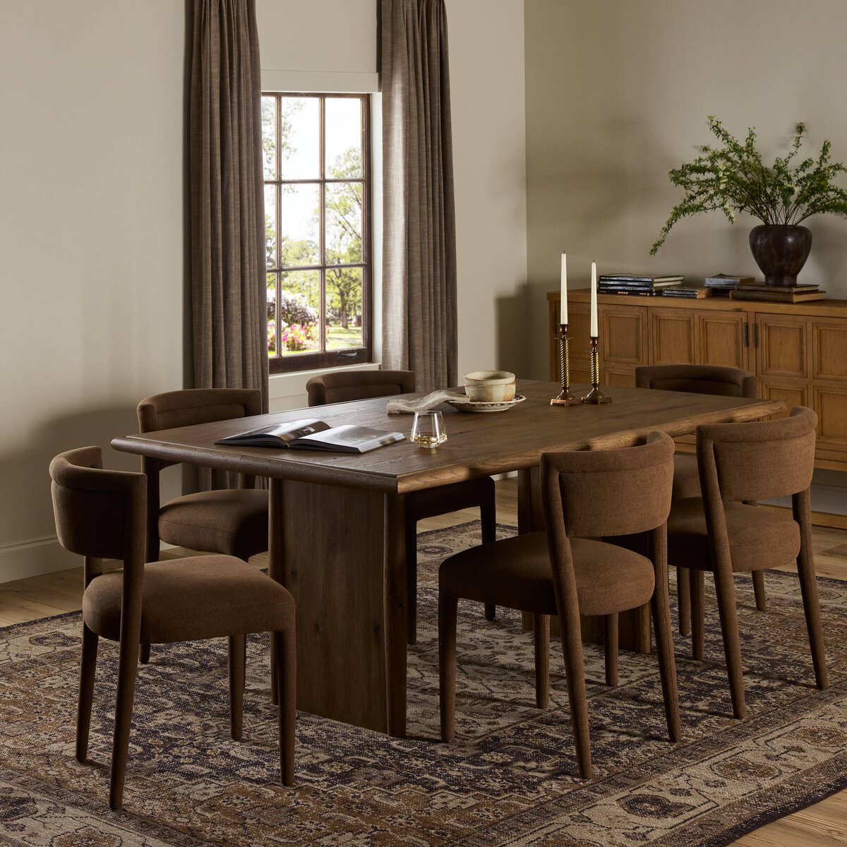 Four Hands 72" Glenview Dining Table in Weathered Oak Veneer in a dining room at Addison West