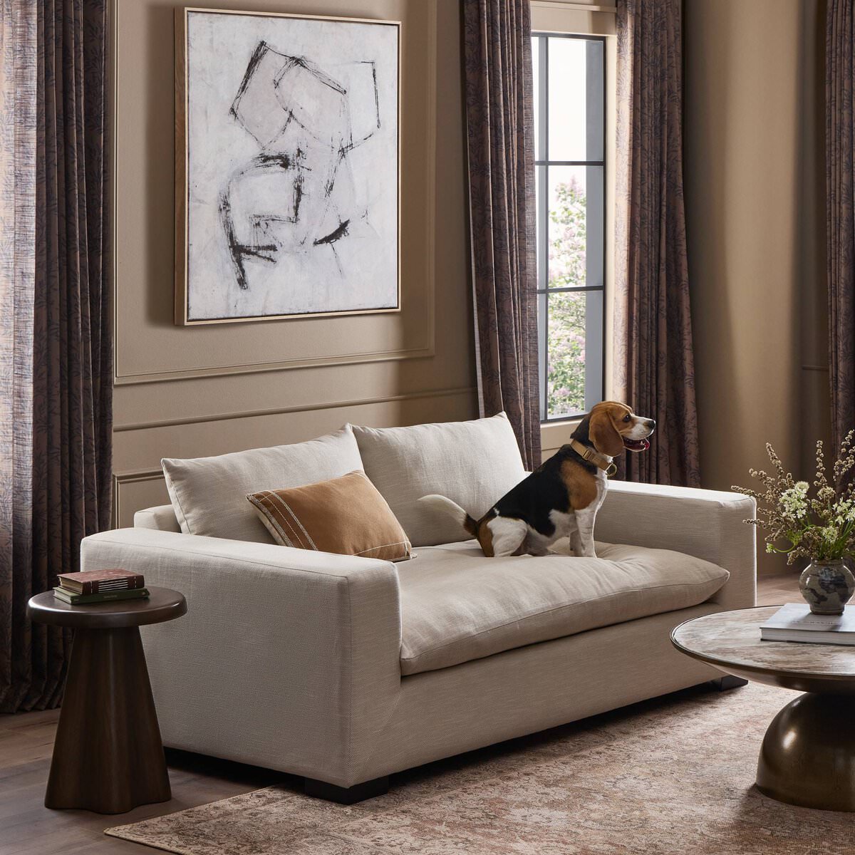 Four Hands 74" Grant Sofa in Ashby Oatmeal in a living room at Addison West