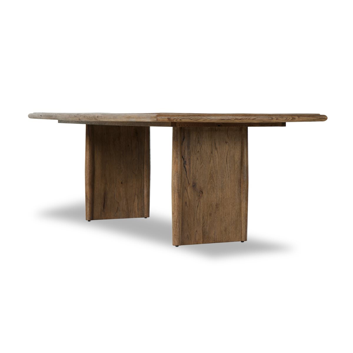 Four Hands 85.5" Glenview Dining Table in Weathered Oak Veneer on a white background at Addison West