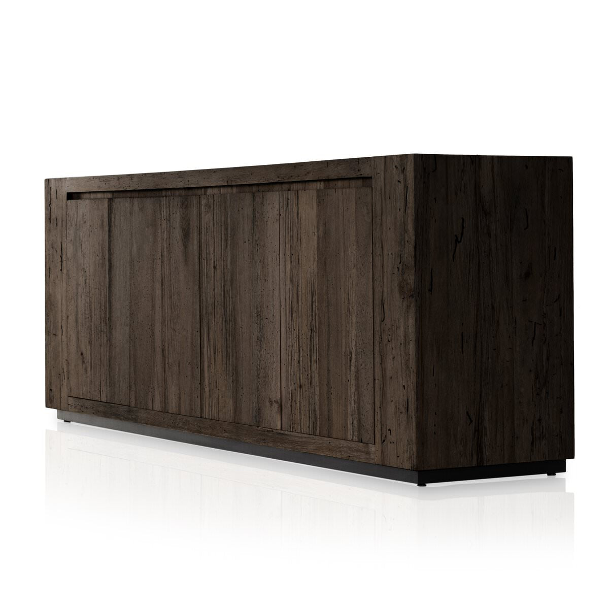 Four Hands Abaso Sideboard in Ebony Rustic Wormwood Oak on a white background at Addison West