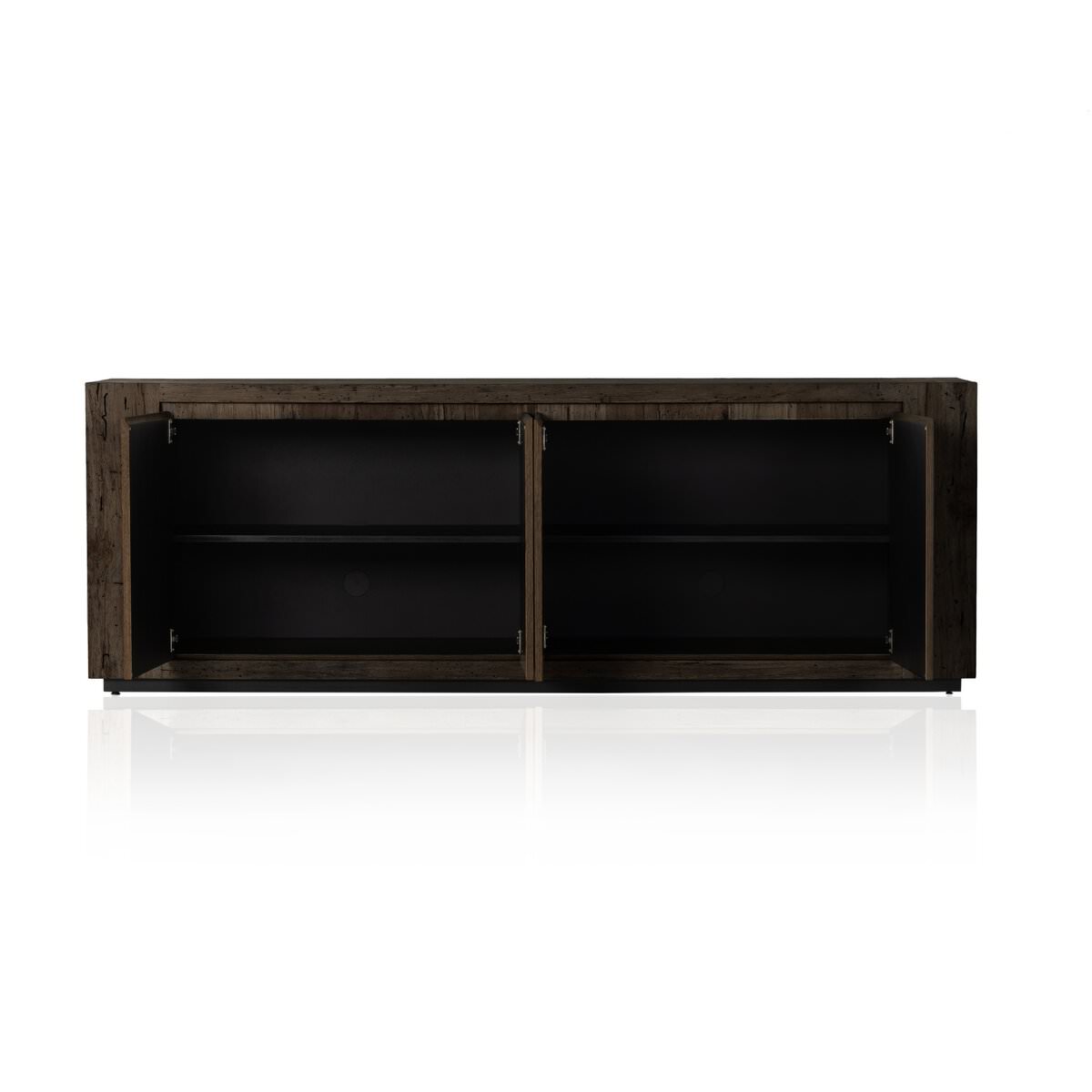 Four Hands Abaso Sideboard in Ebony Rustic Wormwood Oak on a white background at Addison West