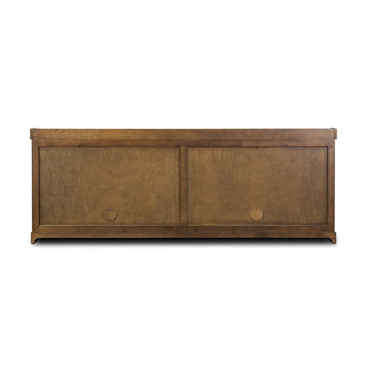 Back of Four Hands Adley Sideboard in Weathered Washed Oak Veneer on a white background at Addison West
