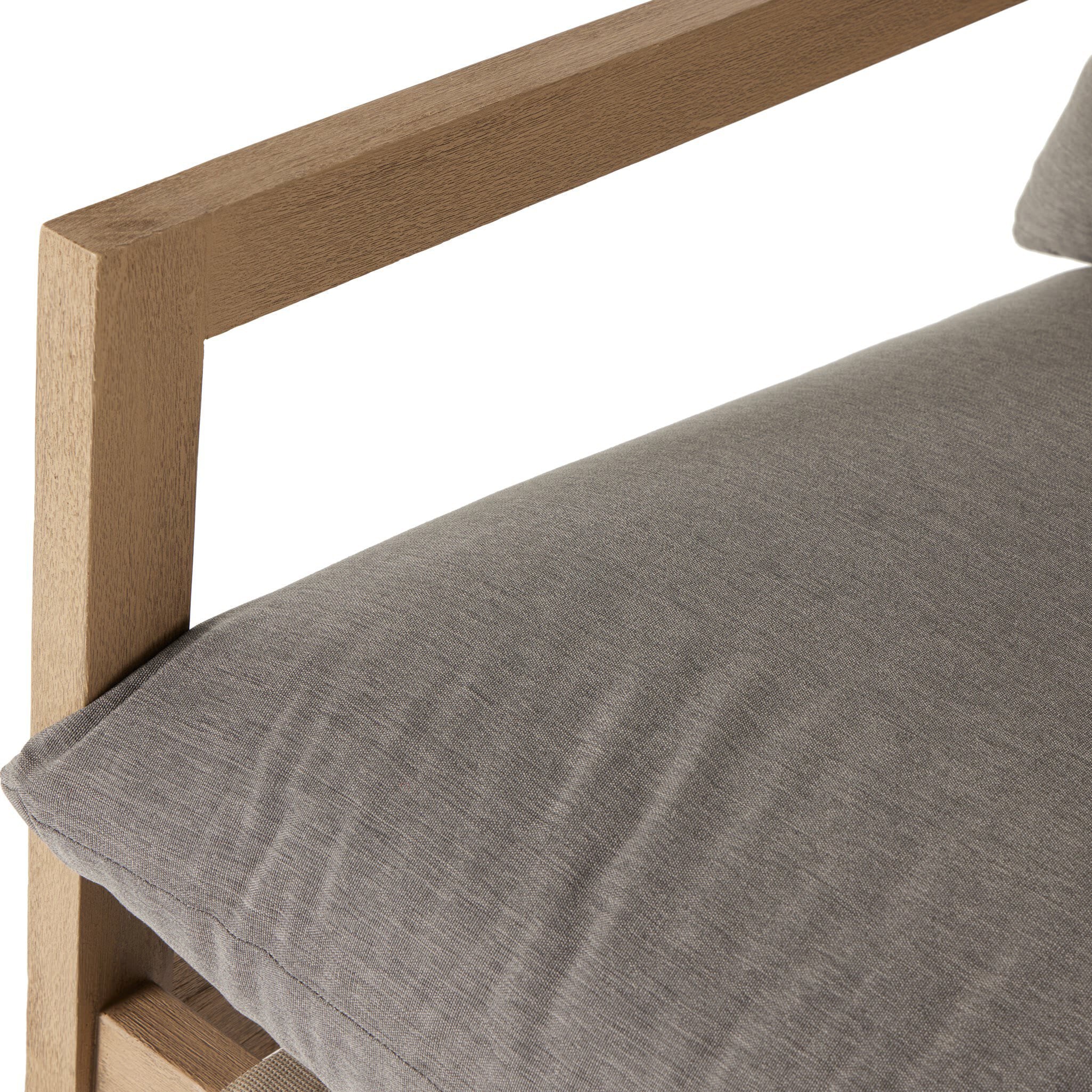 Close up of Four Hands Aiken Outdoor Rocking Chair in Venao Charcoal on a white background at Addison West