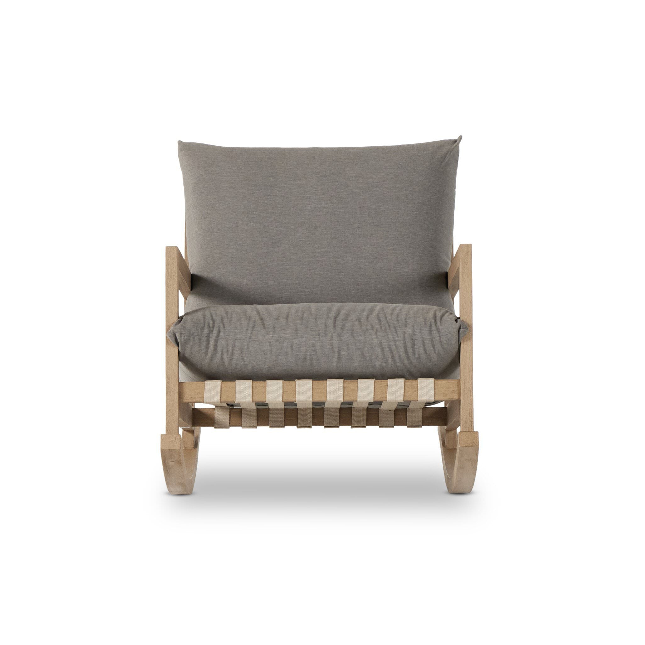 Four Hands Aiken Outdoor Rocking Chair in Venao Charcoal on a white background at Addison West