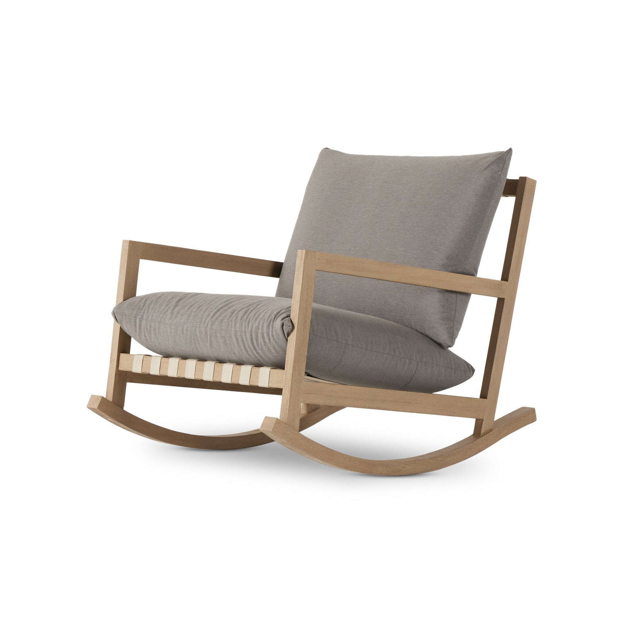Four Hands Aiken Outdoor Rocking Chair in Venao Charcoal on a white background at Addison West