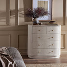 Four Hands Amelia Chest in Ivory Painted Linen in a bedroom at Addison West