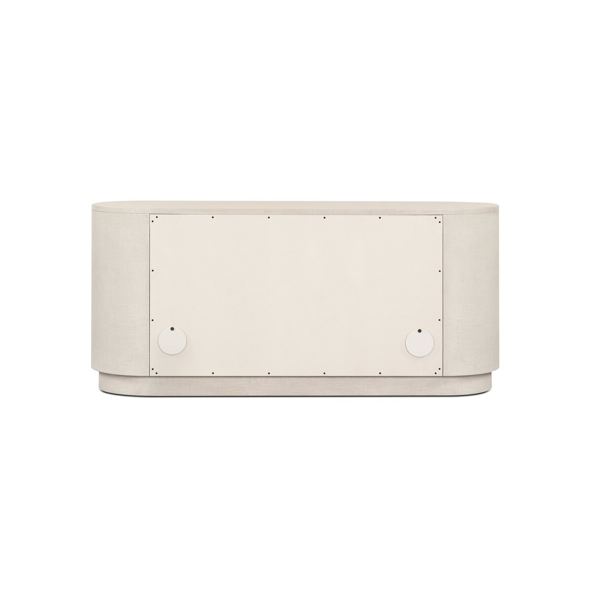 Back of Four Hands Amelia Media Console in Light Antique Brass on a white background at Addison West