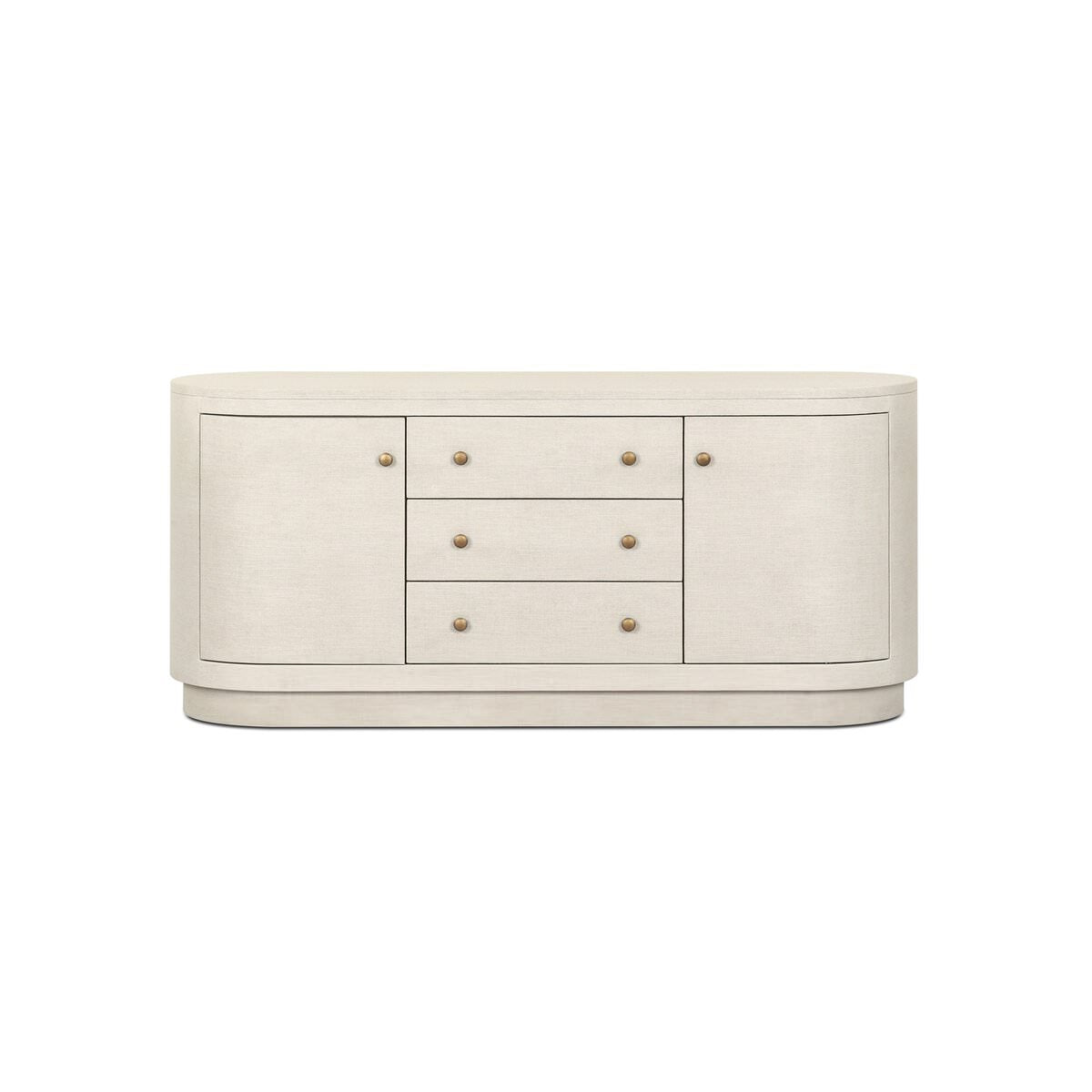 Four Hands Amelia Media Console in Light Antique Brass on a white background at Addison West