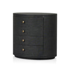 Four Hands Amelia Oval Nightstand in Black Linen on a white background at Addison West