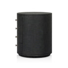 Side of Four Hands Amelia Oval Nightstand in Black Linen on a white background at Addison West