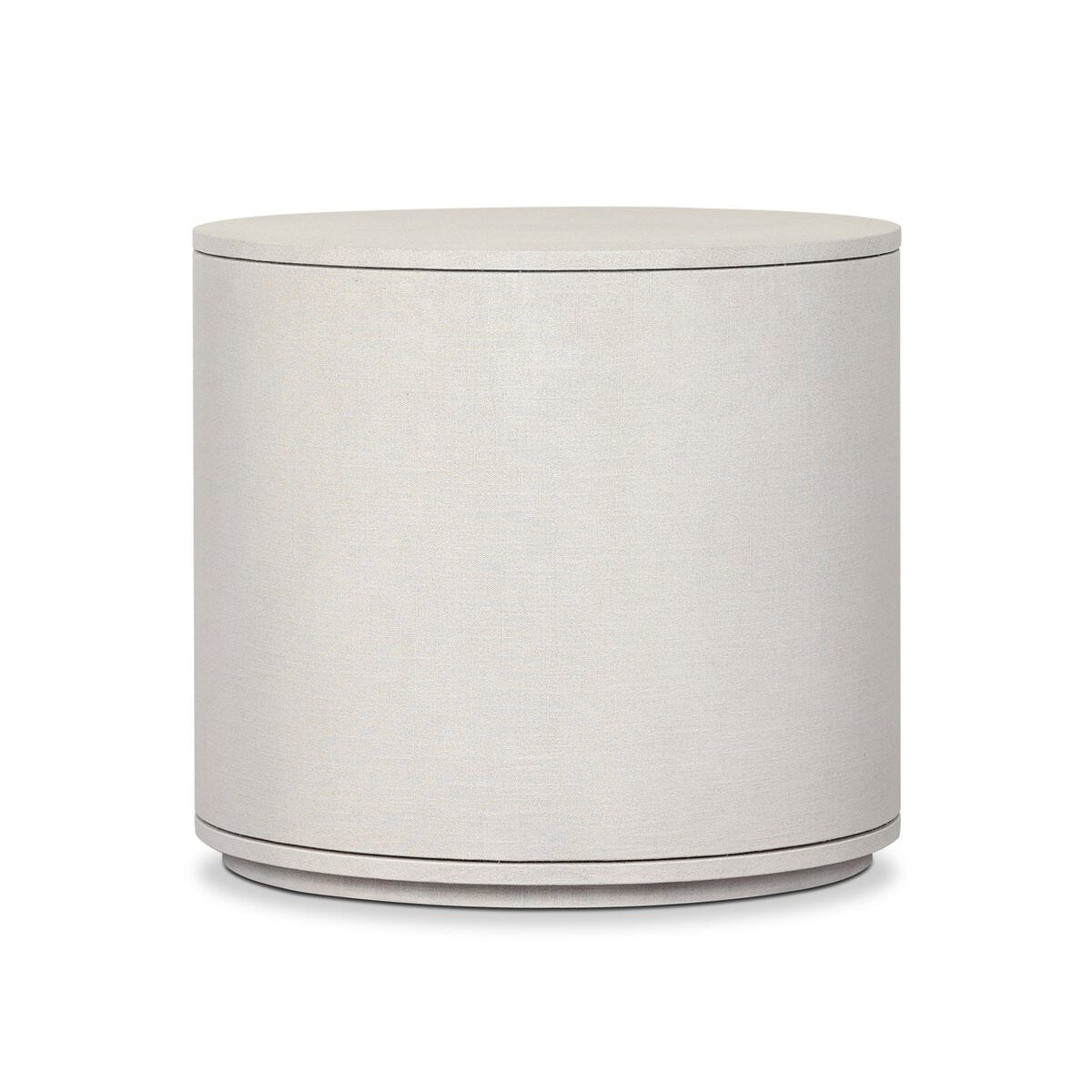 Back of Four Hands Amelia Oval One Drawer Nightstand in Ivory Painted Linen on a white background at Addison West