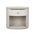 Four Hands Amelia Oval One Drawer Nightstand in Ivory Painted Linen on a white background at Addison West