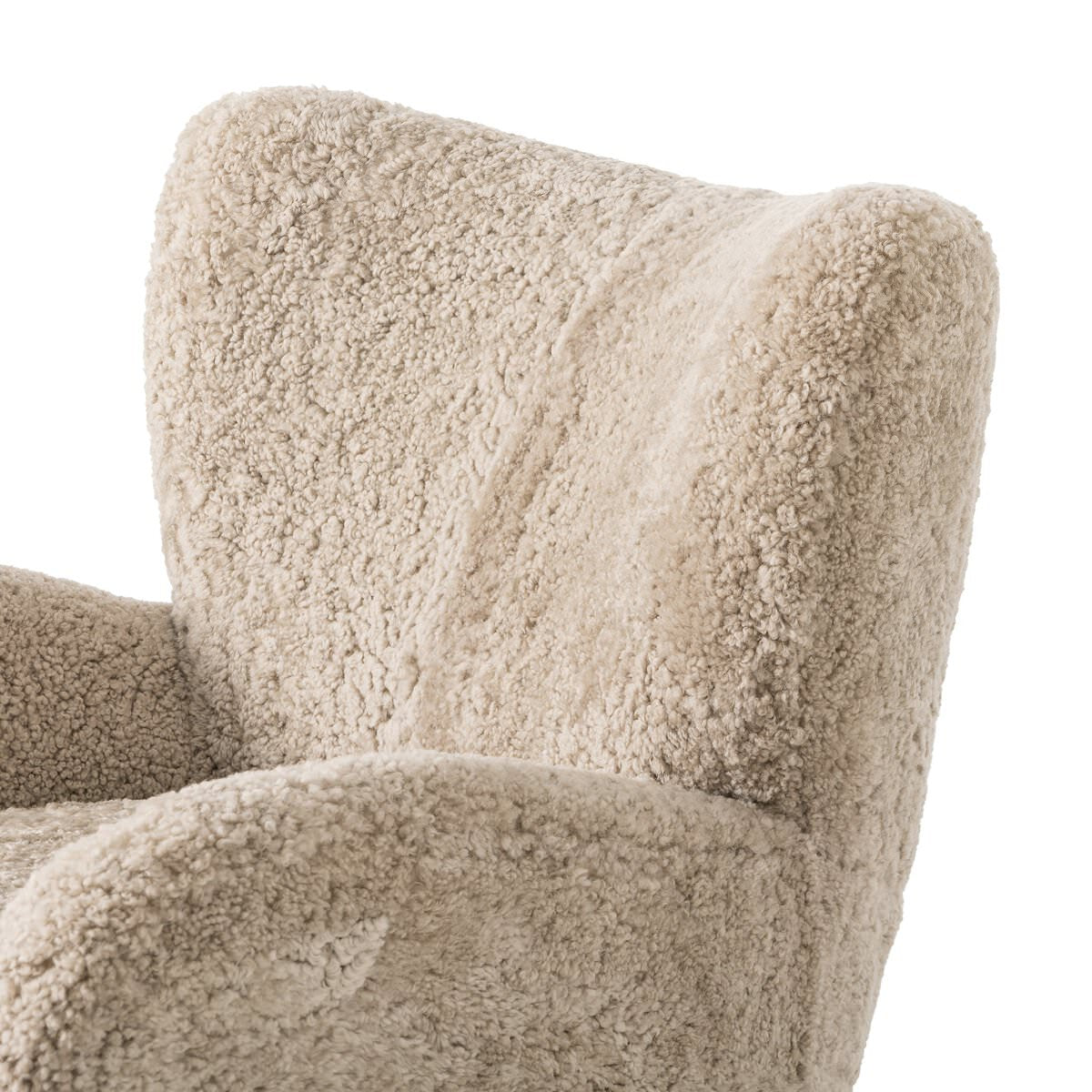 Close up of Four Hands Amelie Chair in Beige Shearling on a white background at Addison West