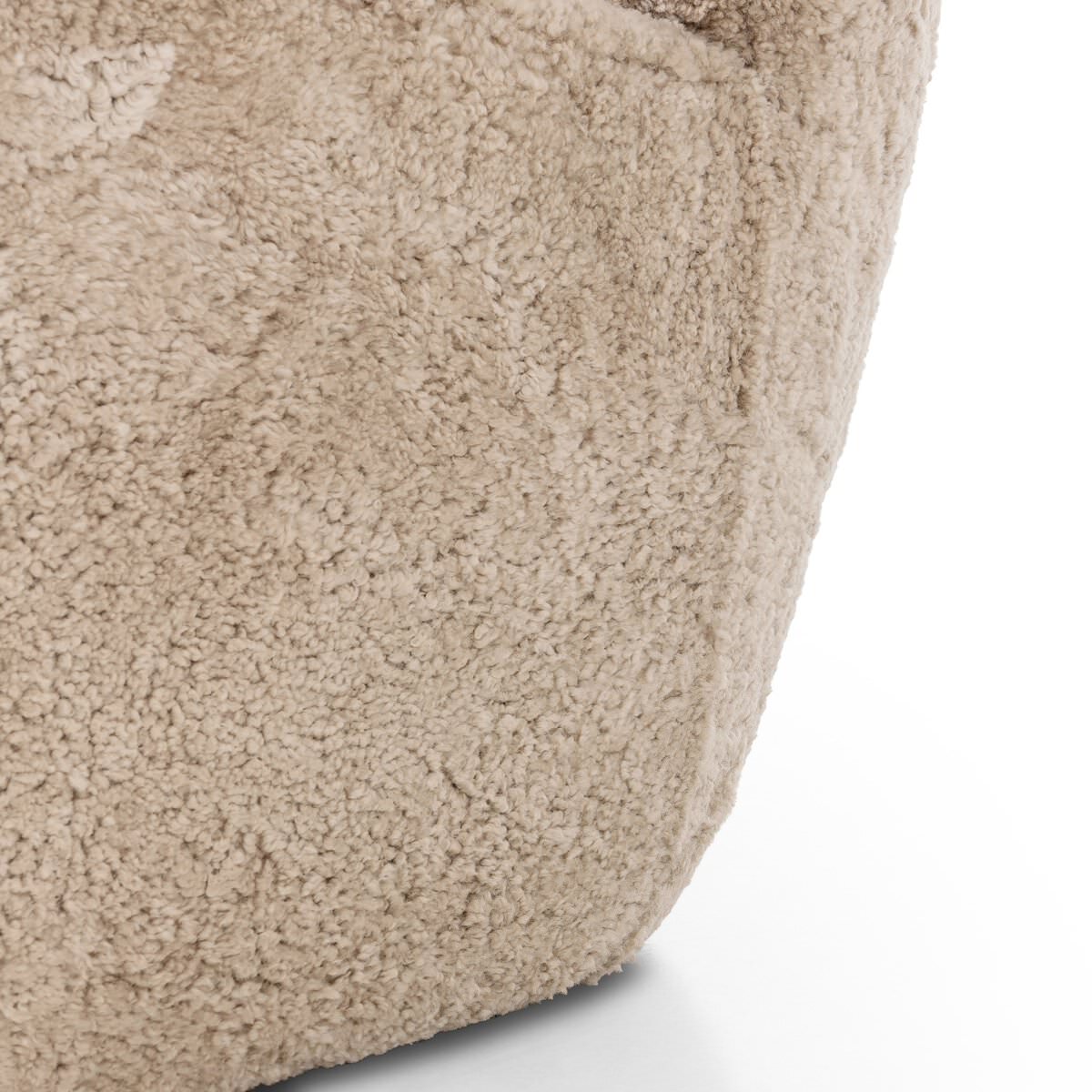 Close up of Four Hands Amelie Chair in Beige Shearling on a white background at Addison West