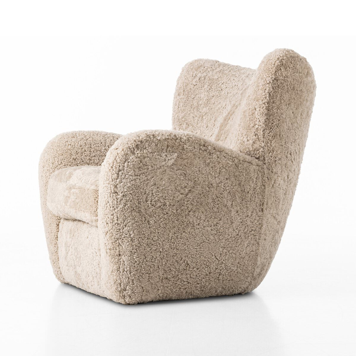 Four Hands Amelie Chair in Beige Shearling on a white background at Addison West