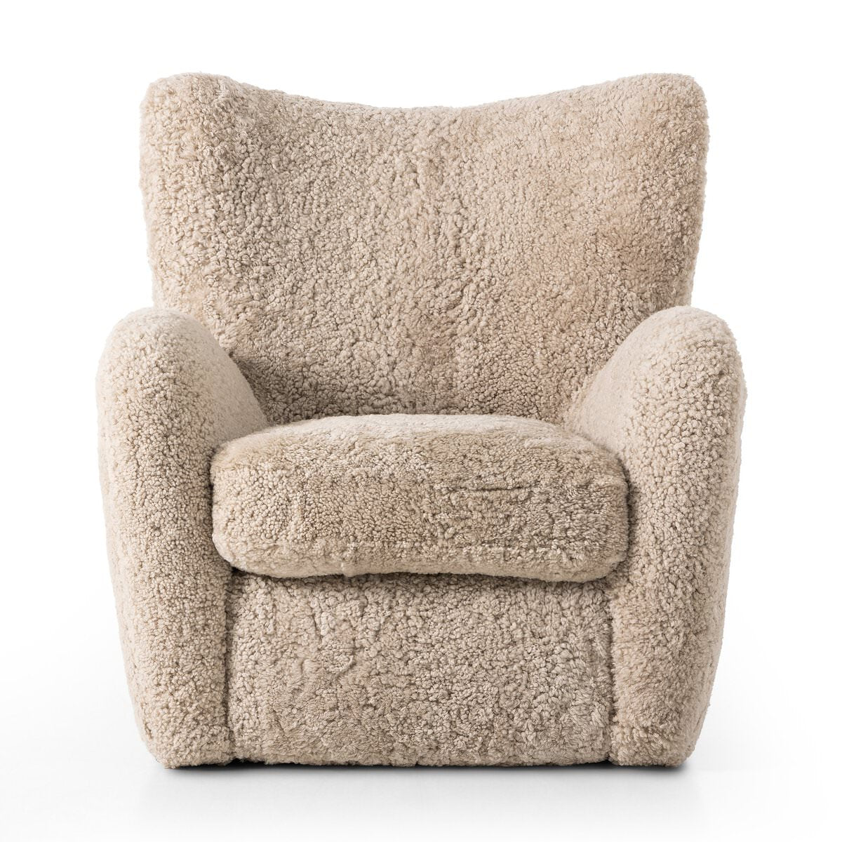 Four Hands Amelie Chair in Beige Shearling on a white background at Addison West