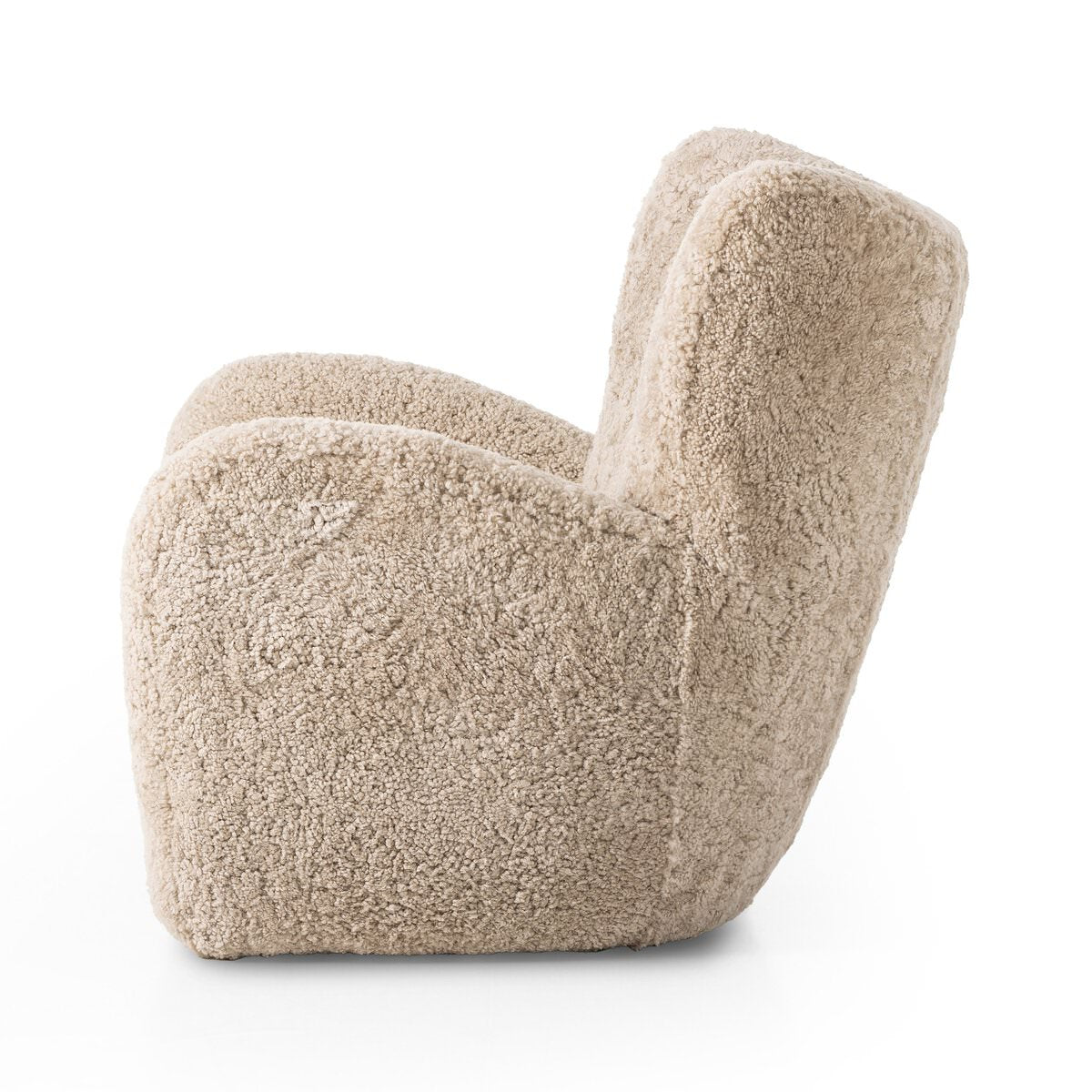 Side of Four Hands Amelie Chair in Beige Shearling on a white background at Addison West