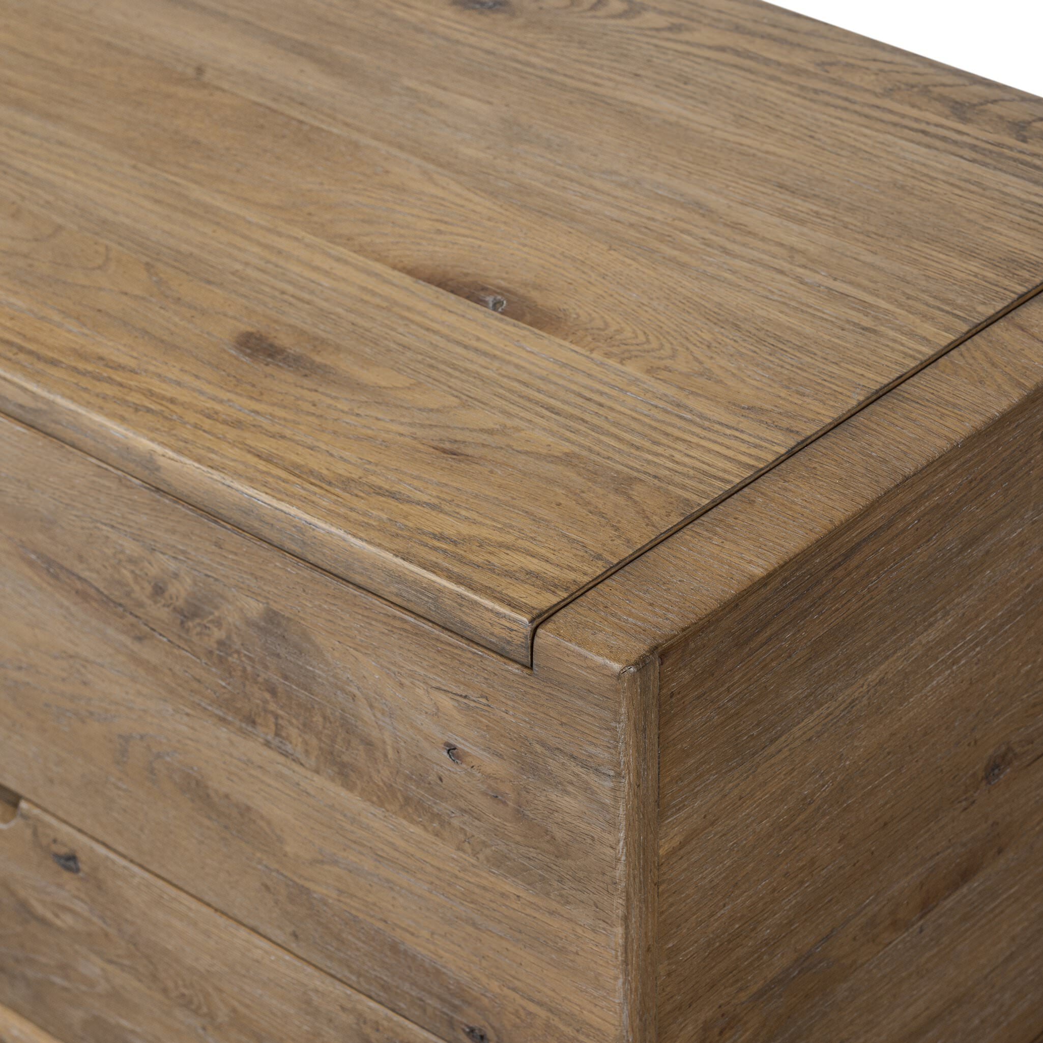 Close up of Four Hands Arizona Trunk in Weathered Oak on a white background at Addison West
