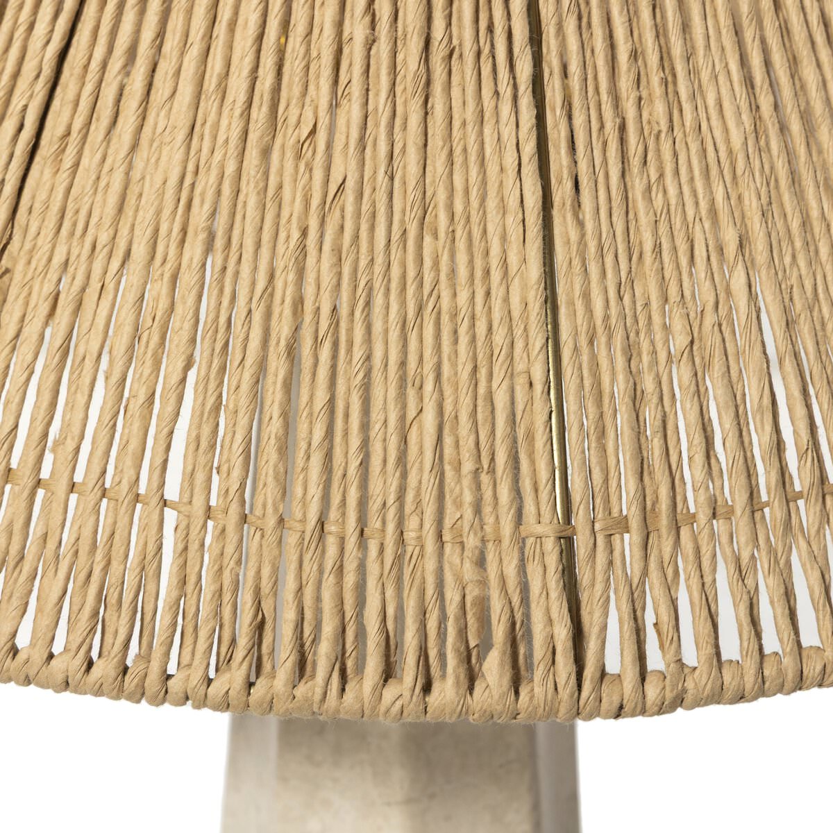 Close up of Four Hands Astra Table Lamp in Cream Italian Marble on a white background at Addison West