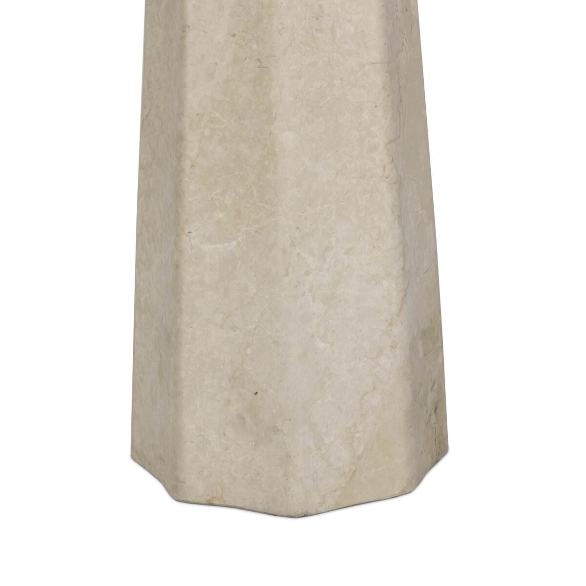 Close up of Four Hands Astra Table Lamp in Cream Italian Marble on a white background at Addison West