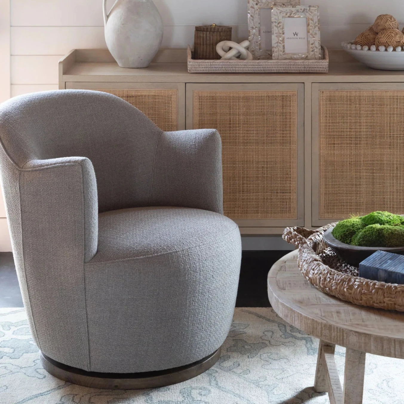 Four Hands Aurora Swivel Chair in Gibson Silver - Addison West