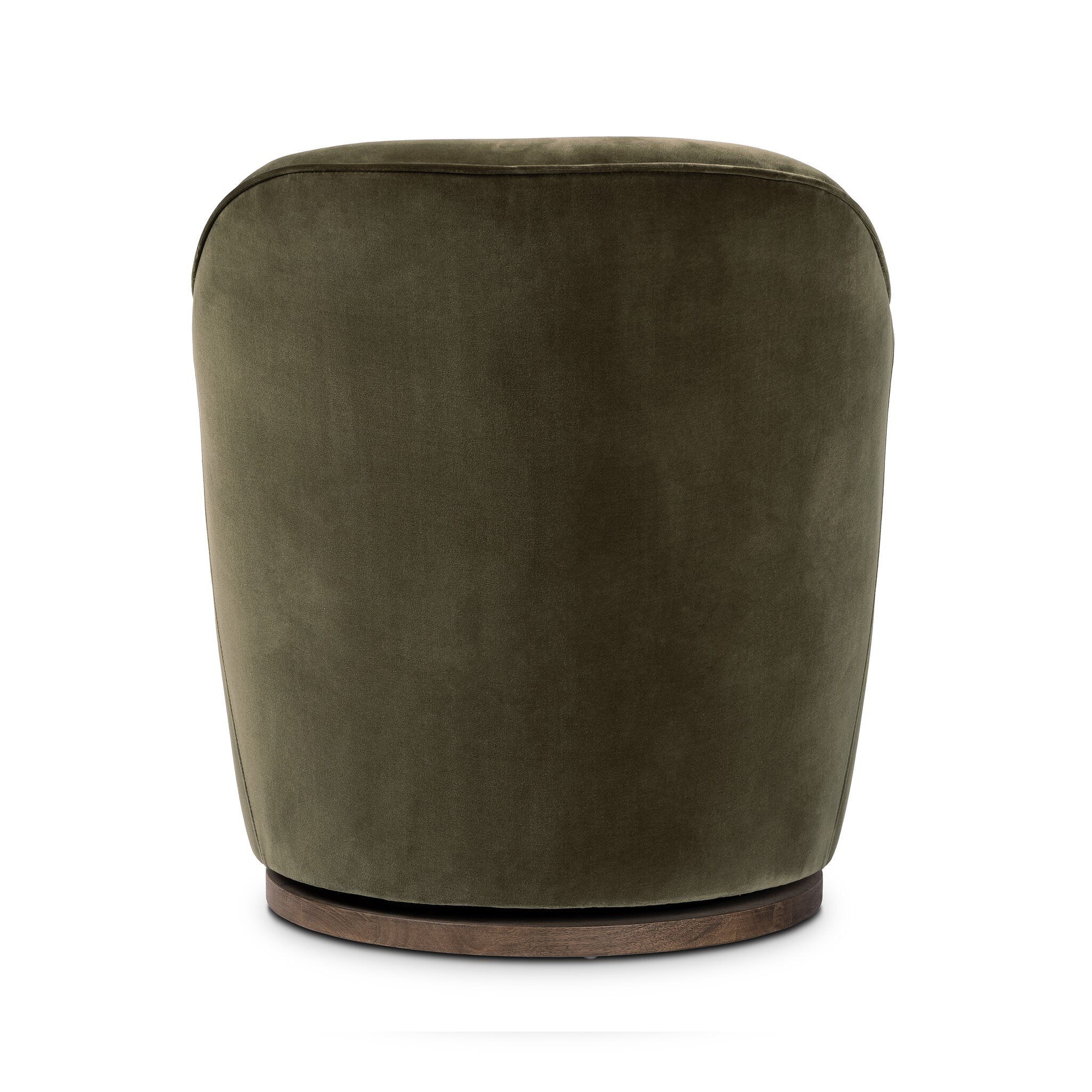 Back of Four Hands Aurora Swivel Chair in Surrey Olive on a white background at Addison West