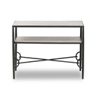 Four Hands Babylon Nightstand in Hammered Gunmetal on a white background at Addison West
