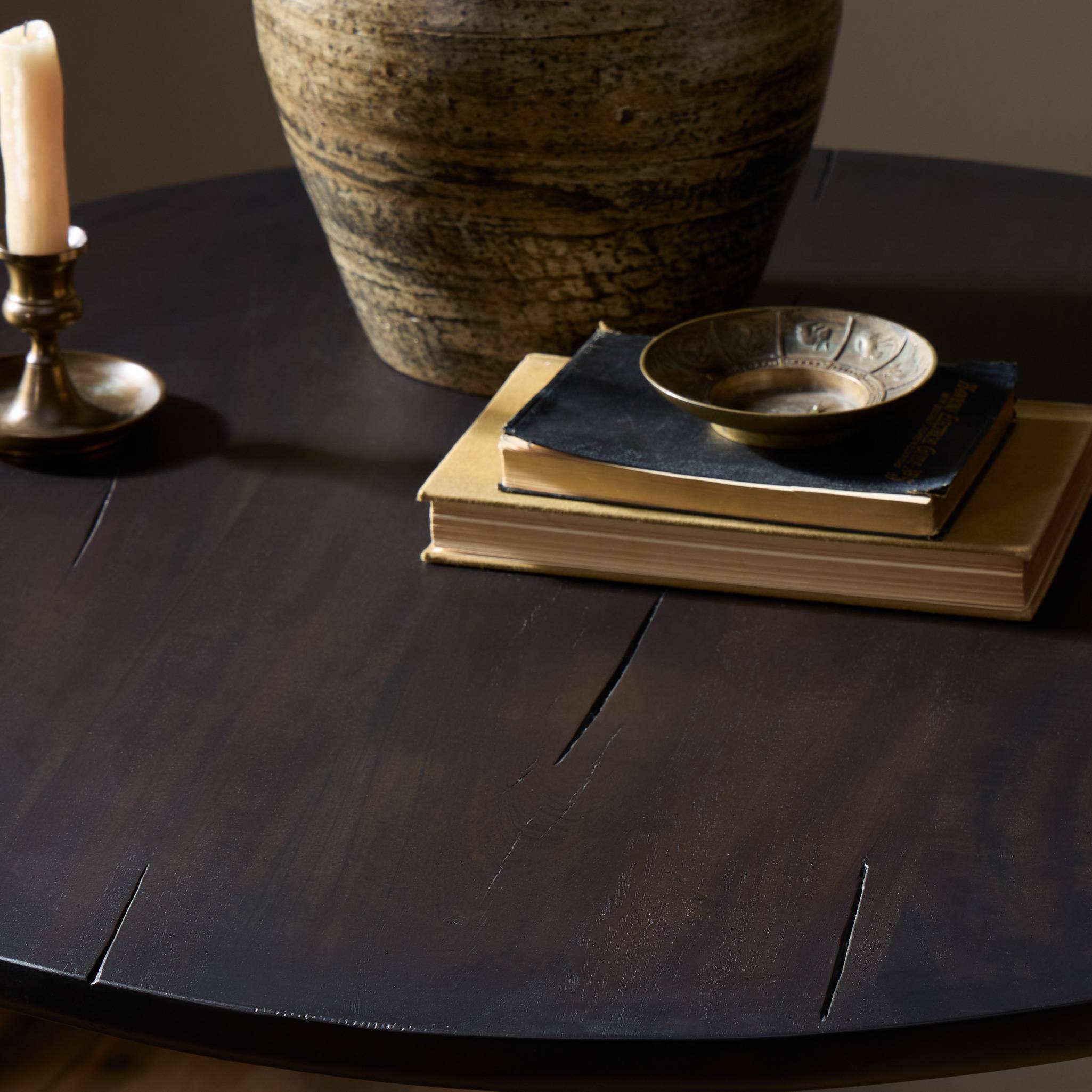 Four Hands Barron End Table in Dark Reclaimed in living room at Addison West.