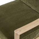Close up of Four Hands Barwin Chair in Surrey Olive on a white background at Addison West