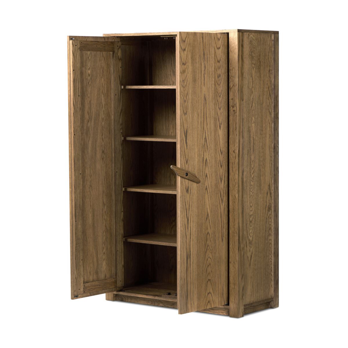 Four Hands Bedford Cabinet in Warm Natural Oak Veneer on a white background at Addison West