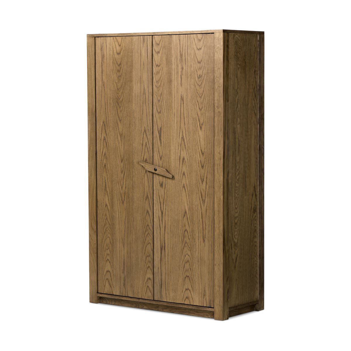 Four Hands Bedford Cabinet in Warm Natural Oak Veneer on a white background at Addison West