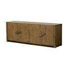 Four Hands Bedford Media Console in Warm Natural Oak Veneer on a white background at Addison West