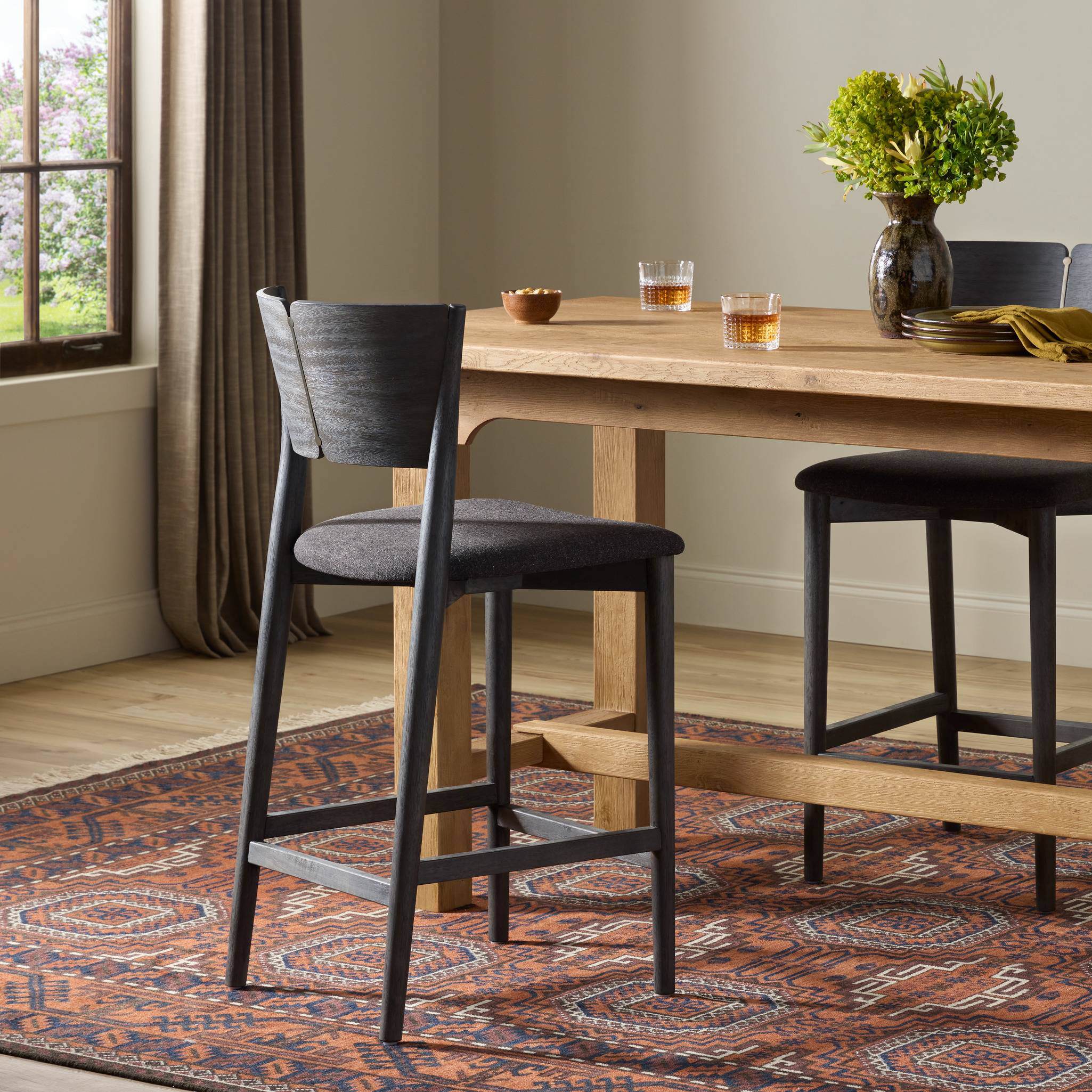 Four Hands Benton Counter Stool in Savile Flannel in a dining room at Addison West