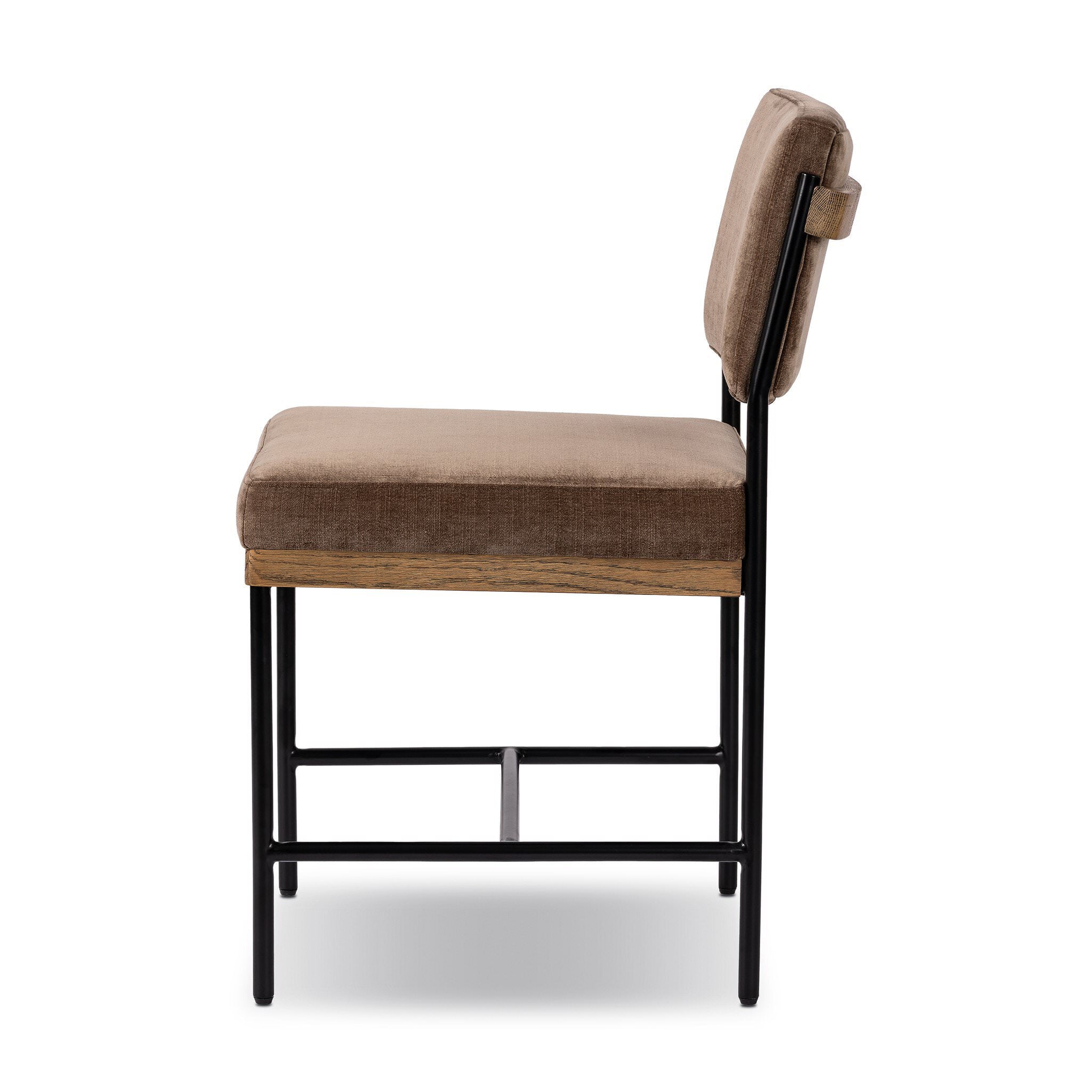 Four Hands Benton Dining Chair in Altair Mushroom on white background at Addison West.