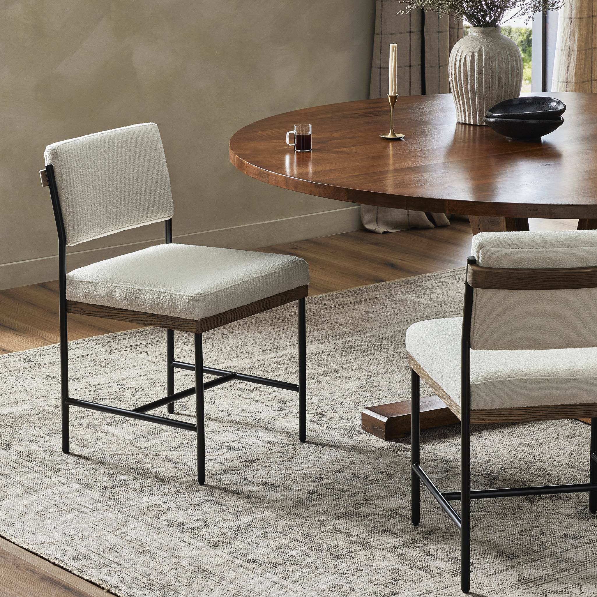 Four Hands Benton Dining Chair in Fayette Cloud in dining room at Addison West.