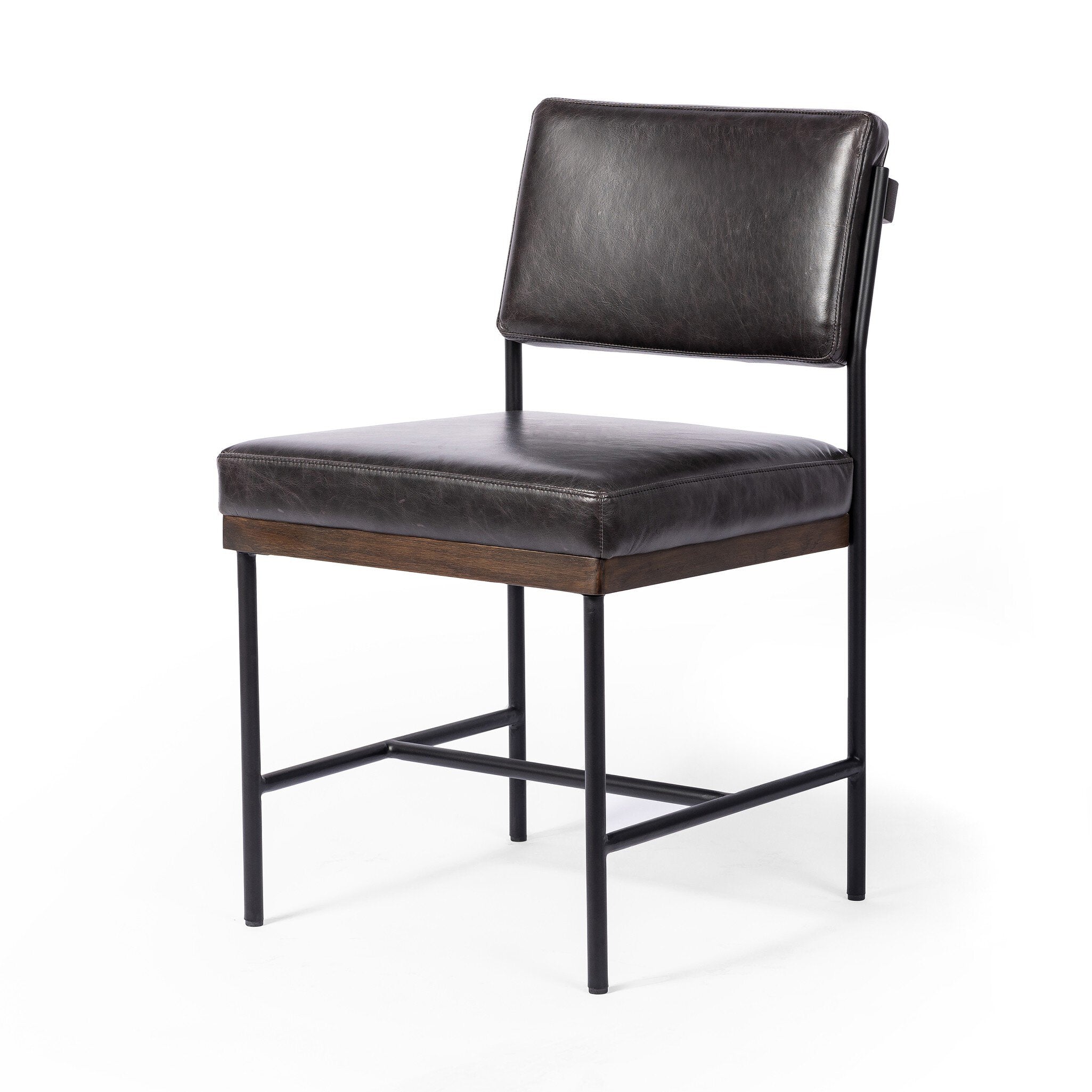 Four Hands Benton Dining Chair in Sonoma Black on white background at Addison West.