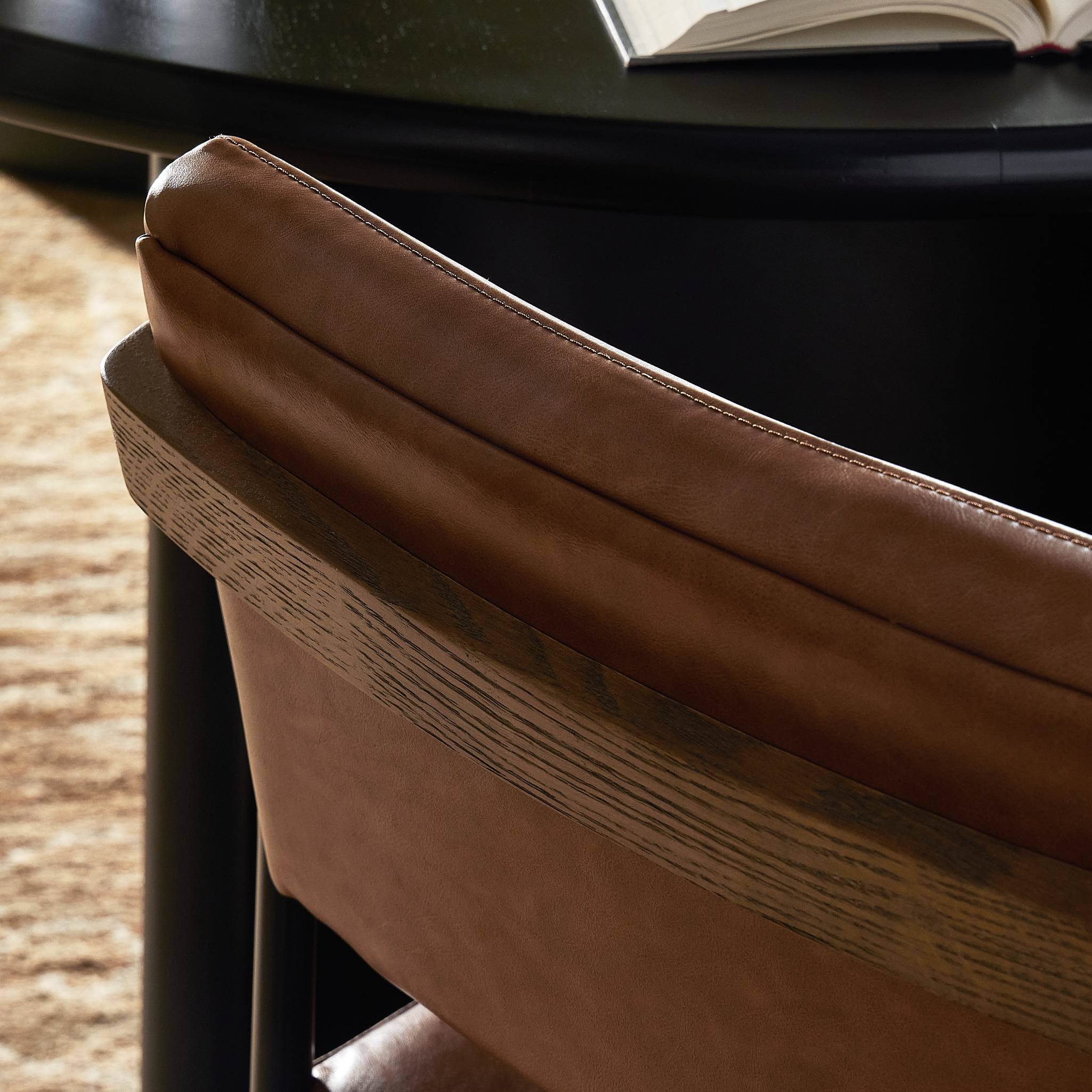 Four Hands Benton Dining Chair in Sonoma Chestnut in dining room at Addison West.