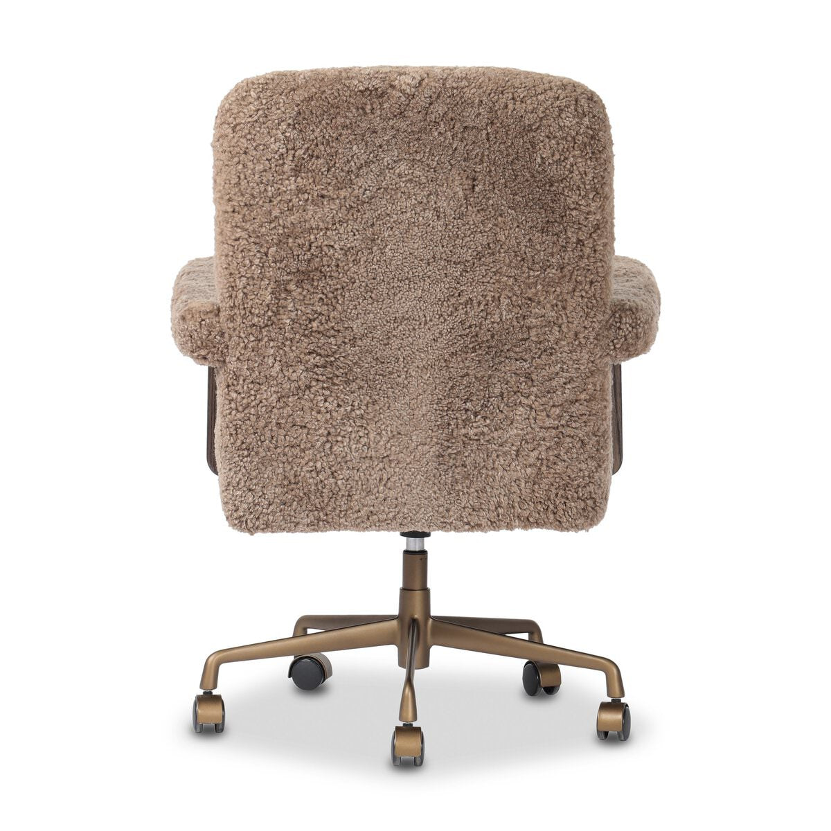 Four Hands Bergen Desk Chair in Taupe Shearling on a white background at Addison West