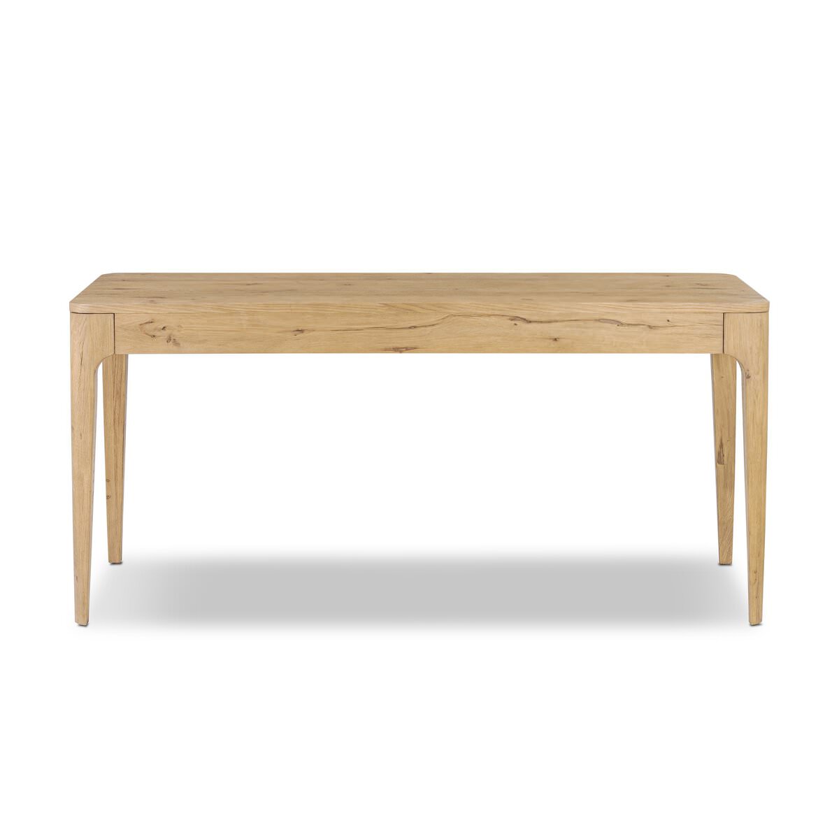 Back of Four Hands Berke Desk in Aged Smoked Oak Veneer on a white background at Addison West