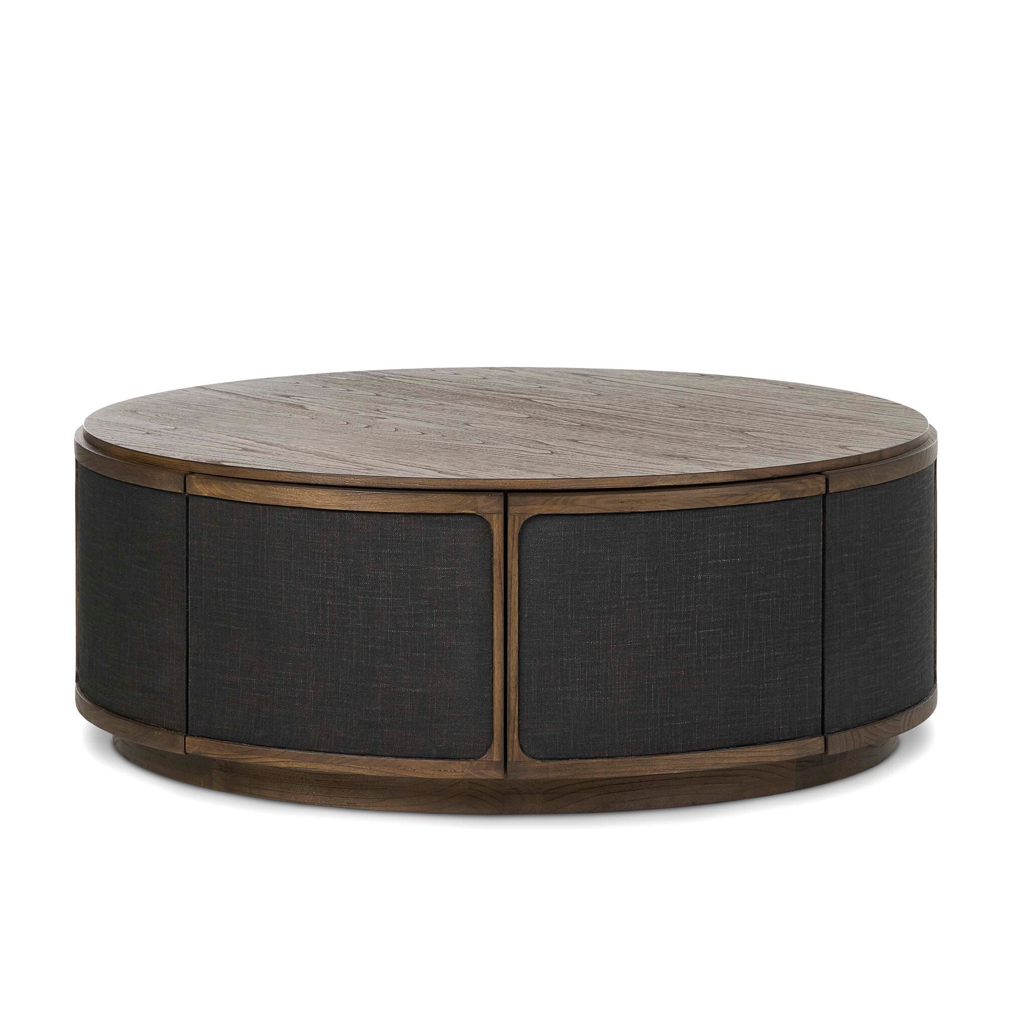 Four Hands Bertie Coffee Table Stained Saddle Brown Sungkai Veneer on white background at Addison West.
