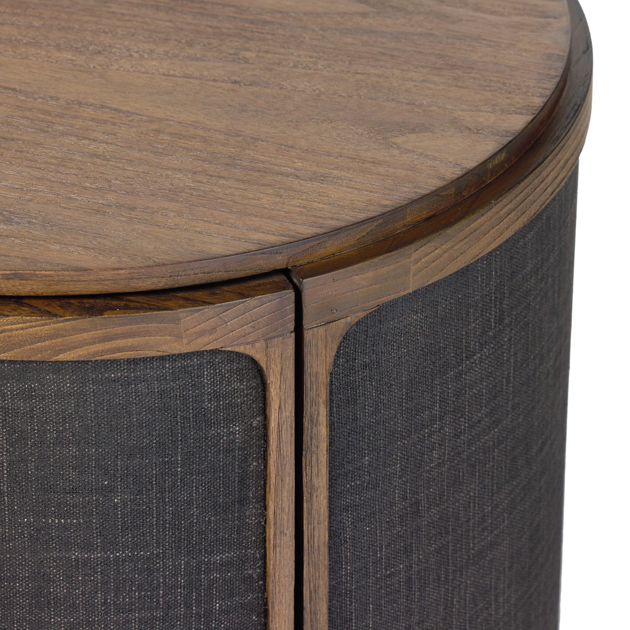 Four Hands Bertie End Table in Stained Saddle Brown Sungkai Veneer on white background at Addison West.