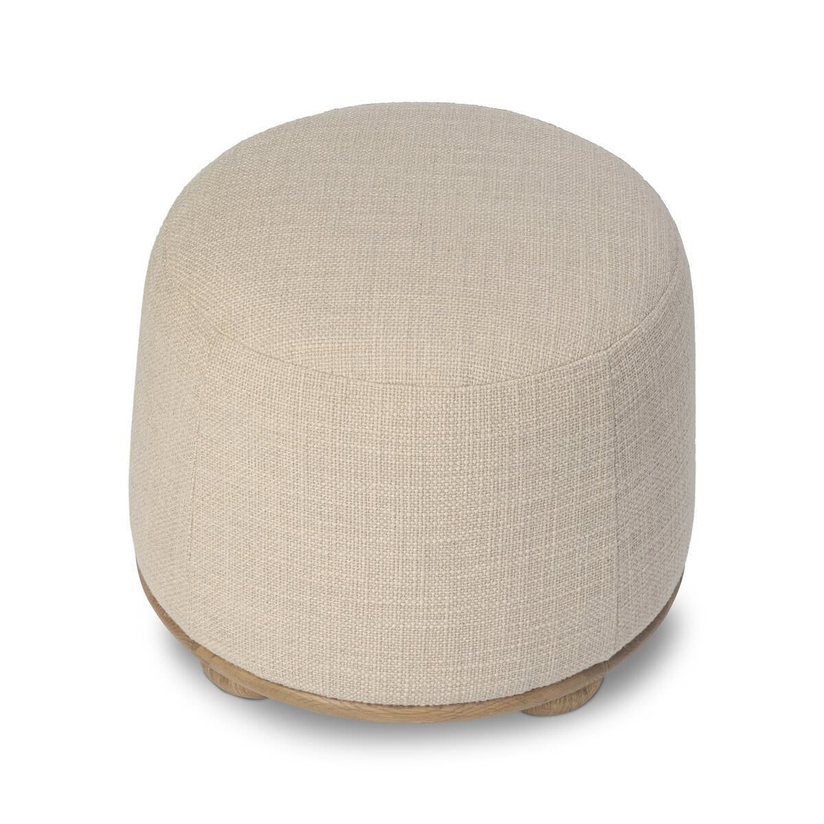 Four Hands Bilbury Ottoman in Saxon Sand on a white background at Addison West