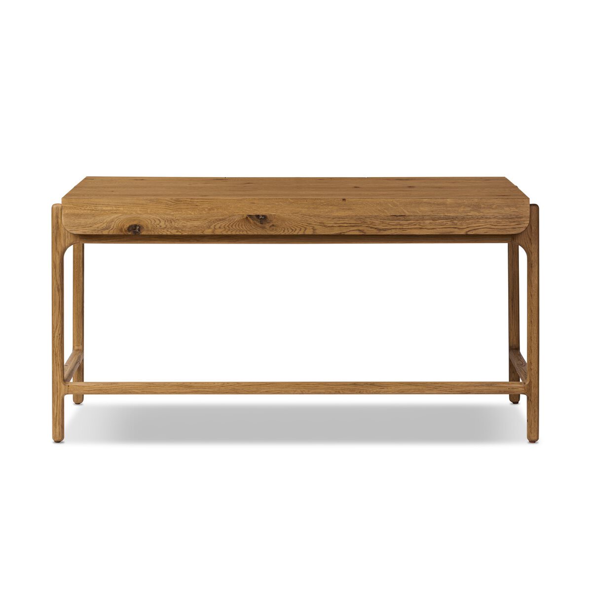 Back of Four Hands Bloomfield Desk in Resawn Worn Oak on a white background at Addison West
