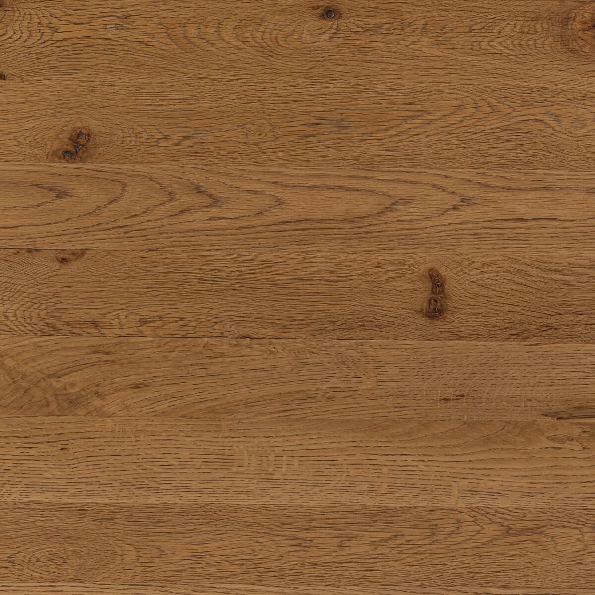 Top of Four Hands Bloomfield Desk in Resawn Worn Oak on a white background at Addison West