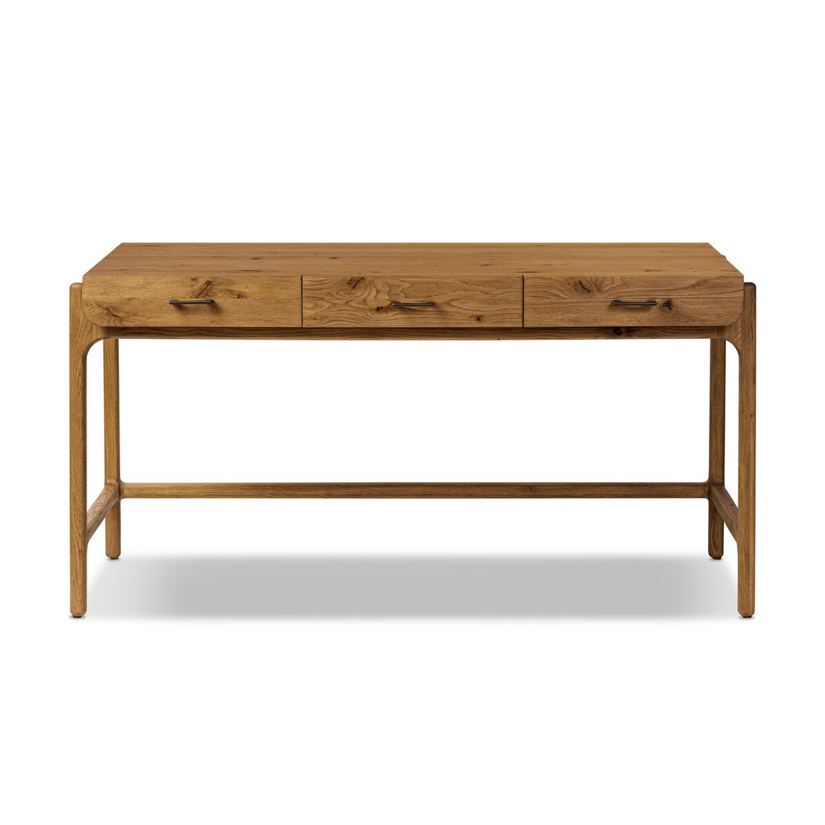 Four Hands Bloomfield Desk in Resawn Worn Oak on a white background at Addison West